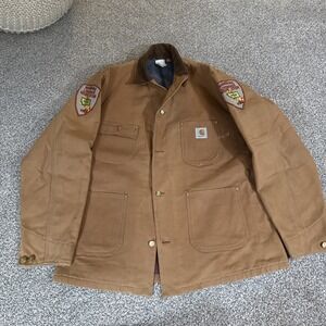 Vintage Carhartt Chore Coat 44T Blanket Lined 6BLCT USA‎ Montana Brand Inspector